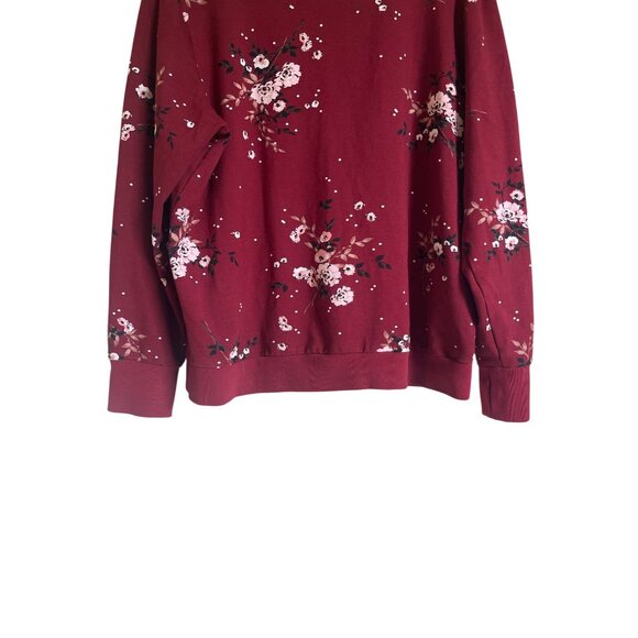 TORRID 2X Red Floral Crewneck Ponte  Sweatshirt Long Sleeve Cropped - Picture 7 of 12